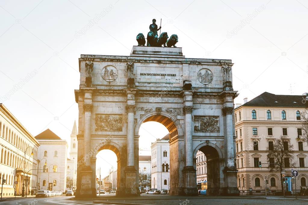 Victory Gate triumphal arch (Siegestor) in Munich, Germany