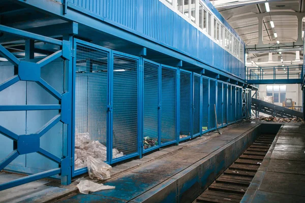 Waste processing plant. Technological process. Recycling and storage of waste for further disposal. Business for sorting and processing of waste.