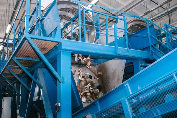 Waste processing plant. Technological process. Recycling and storage of waste for further disposal. Business for sorting and processing of waste.