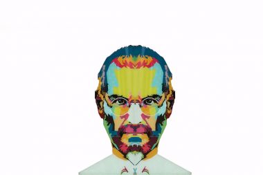 Christmas Adası, Avustralya, 20 Mayıs 2018: sanat tarzı bir mozaik Steve Jobs - yetenekli bir kişi ve uluslararası şirketi Apple kurucusu şeklinde bir çizimde