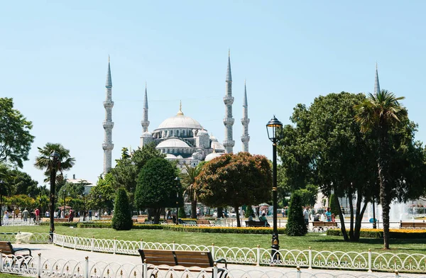 Die weltberühmte blaue Moschee in Istanbul wird auch Sultanahmet genannt. Truthahn. — Stockfoto