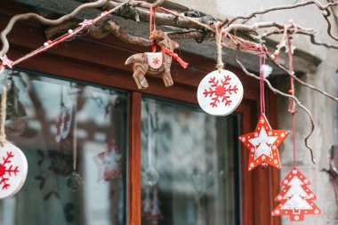 Almanya'da evlerin Noel süsleri. Noel ve yeni yıl kutlama. Mutlu Noeller.