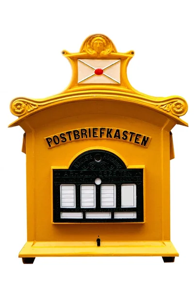 Traditional German mailbox on white background. Communication between people, sending letters and receiving messages. — Stock Photo, Image