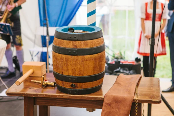 Celebration of the traditional German beer festival Oktoberfest. The beer barrel is a holiday symbol before its breaking as a traditional holiday start