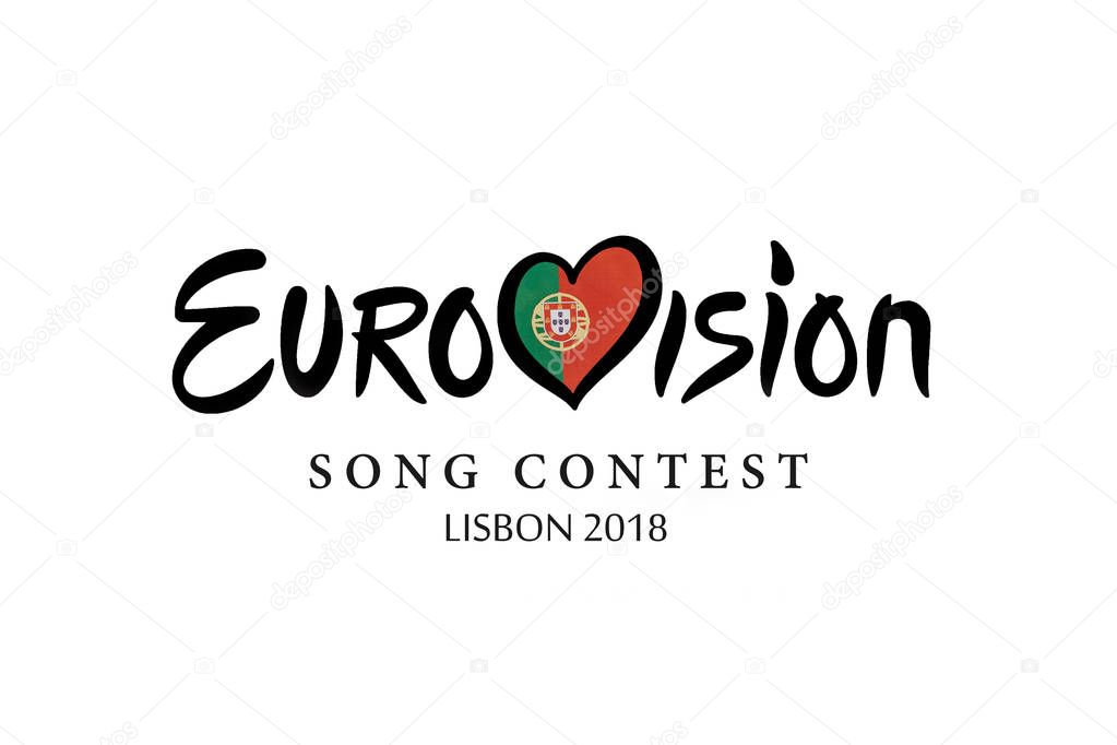 Lisbon, April 24, 2018: illustration Eurovision Song Contest 2018 Lisbon on a white background