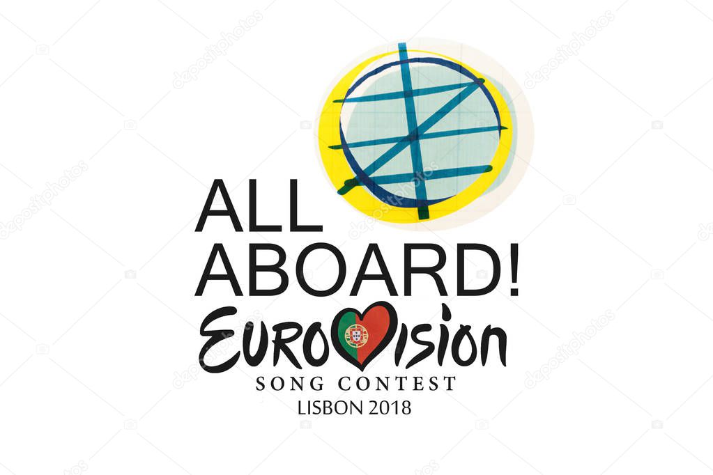 Lisbon, April 24, 2018: illustration Eurovision Song Contest 2018 Lisbon on a white background