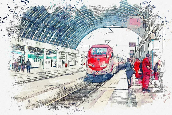Illustration av ett modernt tåg — Stockfoto