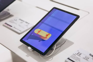 Turkey, Istanbul, December 20, 2019: BSale of a new modern tablet Samsung Galaxy Tab A.