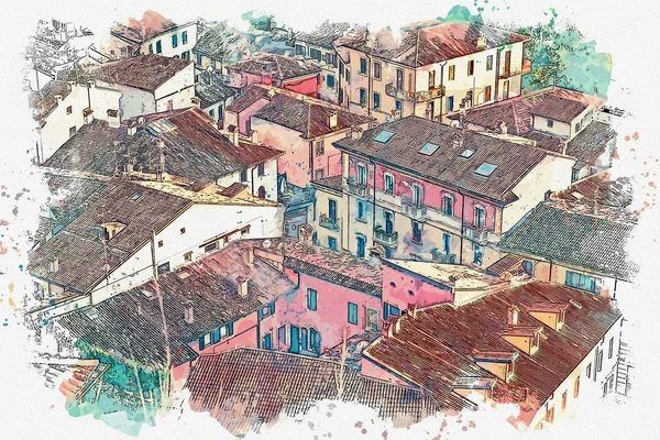 Вид сверху на крышу в Вероне, Италия . — стоковое фото
