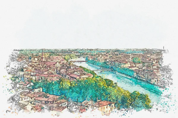 Schöne Aussicht auf Verona in Italien. — Stockfoto