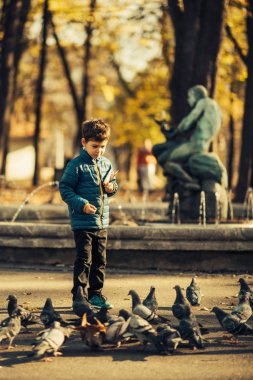 Şehir Park güvercin besleme çocuk