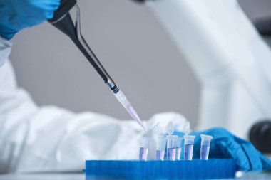Pipet ile laboratuvar teknisyeni