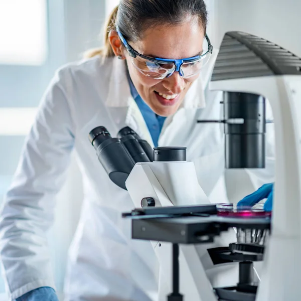 Scienziata Che Lavora Laboratorio — Foto Stock