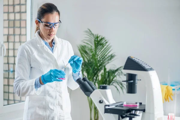 Cientista Sexo Feminino Trabalhando Laboratório — Fotografia de Stock