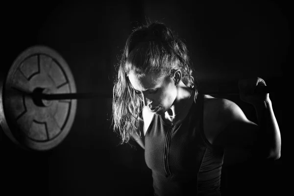 Woman Weightlifting Training Gym — Stock Photo, Image