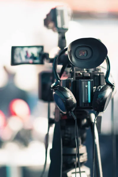 Close Van Camera Tijdens Een Persconferentie — Stockfoto