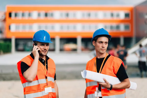 Two Architects Construction Site — Stock Photo, Image