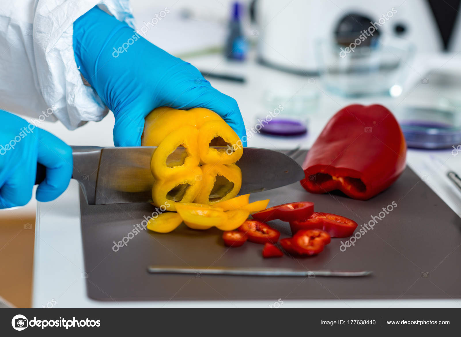Quality Control Food Safety Inspector Working Laboratory Stock Photo by