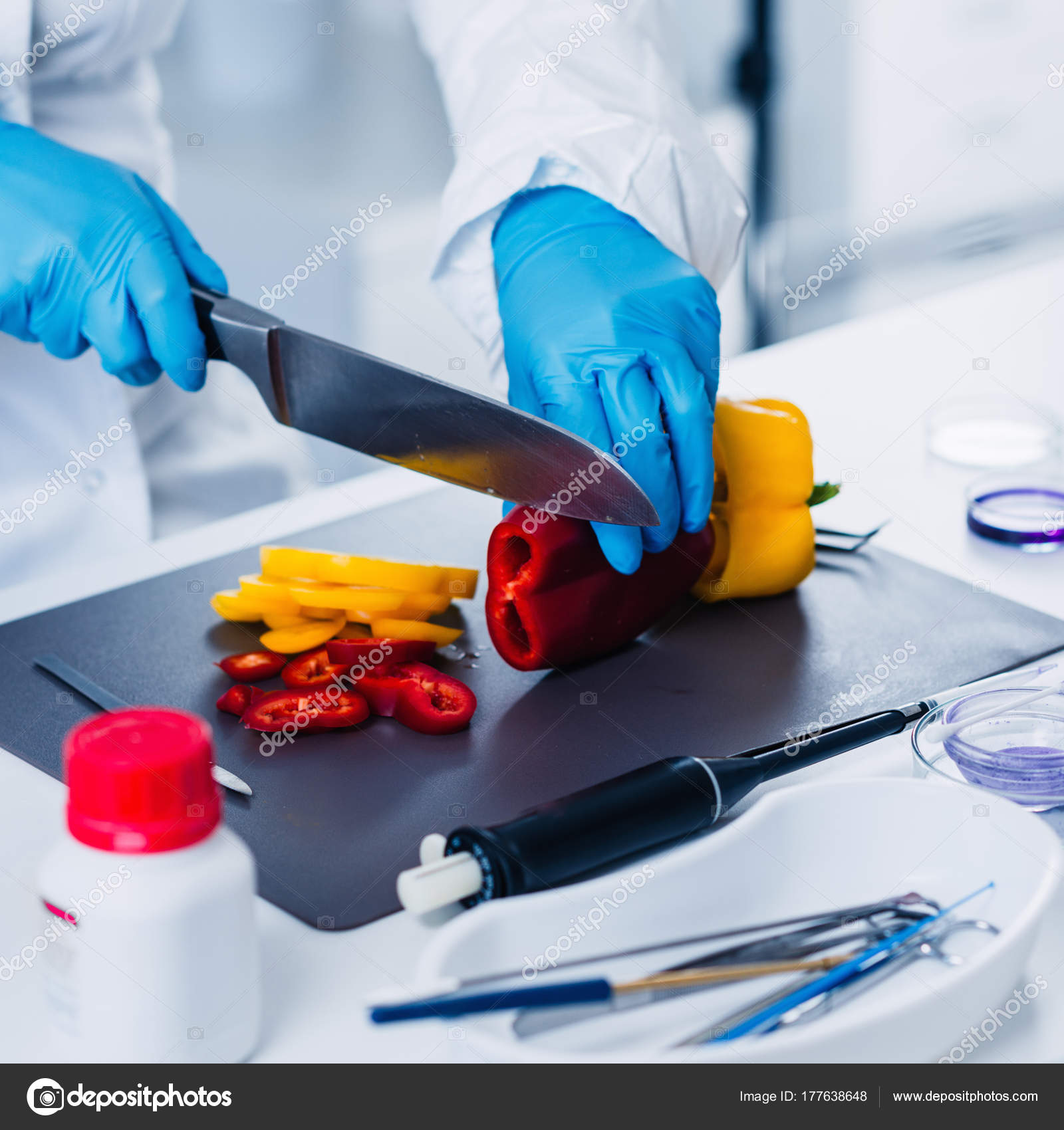 Quality Control Food Safety Inspector Working Vegetables Laboratory