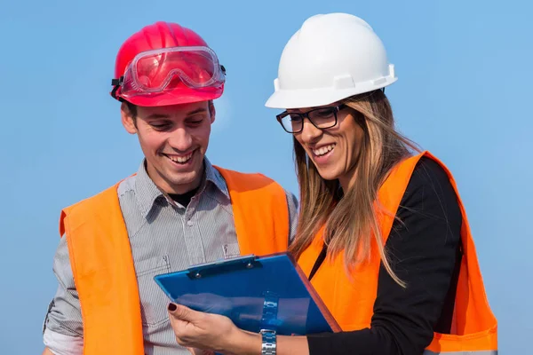 Ingénieurs Entretien Travailler Sur Chantier — Photo