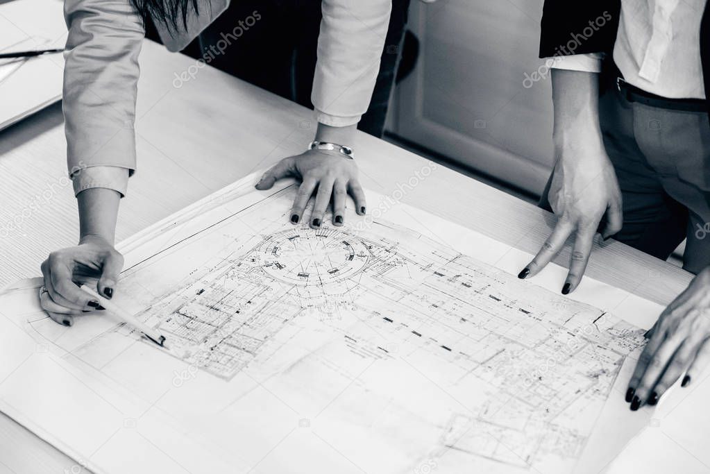 Female architects working in office