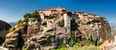 Meteora manastırları, Yunanistan. Büyük Meteoron, Meteora manastırları en büyük Manastırı panoramik görüntü