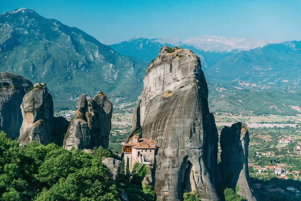 Meteora Klostren Grekland Kloster Rousanou Eller Barbara Med Kalambaka Valley — Stockfoto