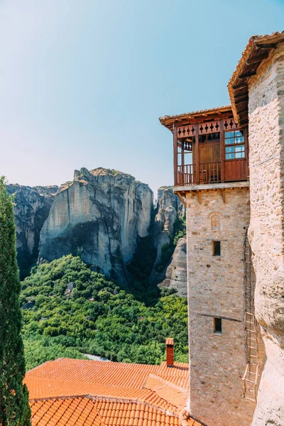 Kláštery Meteora Řecko Podrobnosti Kláštera Rusanu Nebo Barbara — Stock fotografie