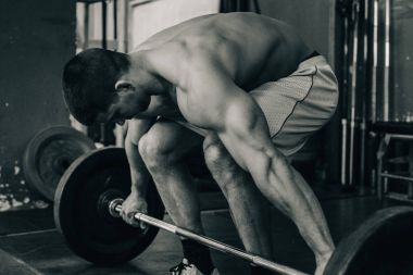 male athlete on weightlifting training
