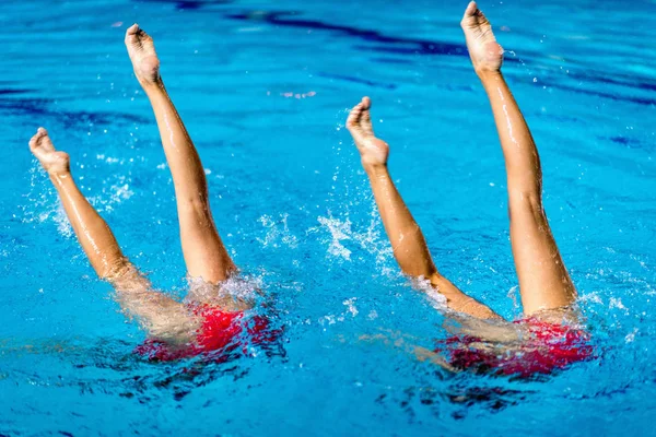 Duetto Sincronizzato Nuoto Evento — Foto Stock