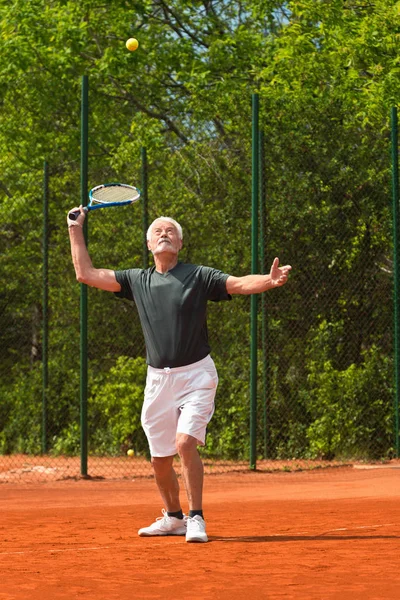 Activo Senior Jugando Tenis —  Fotos de Stock