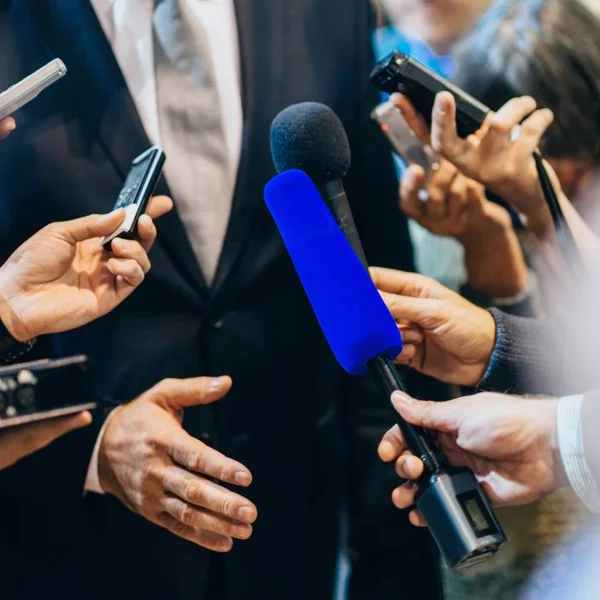 Media Intervju Med Politiker — Stockfoto