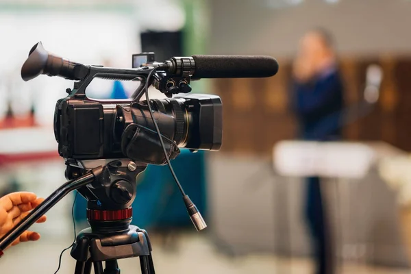 Câmera Televisão Gravação Evento Publicitário — Fotografia de Stock