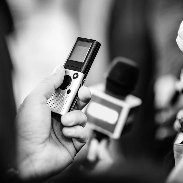 Dictaphone Recording Interview Politician — Stock Photo, Image