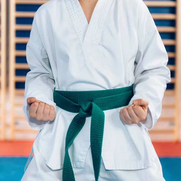 Close Menino Tae Kwon Postura — Fotografia de Stock