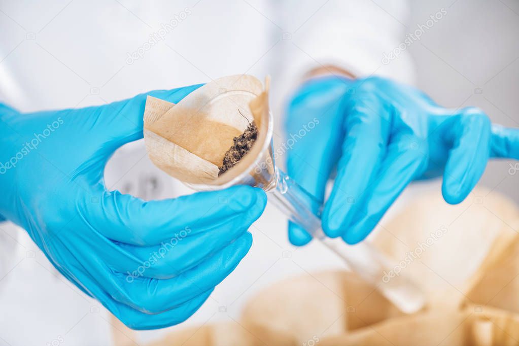 Examination of soil samples in a laboratory