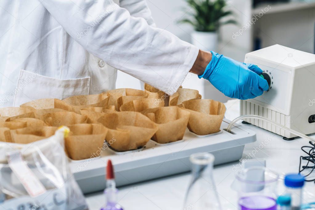 Examination of soil samples in a laboratory