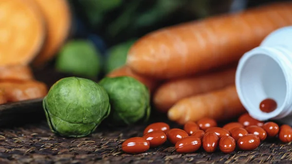 Lutein Kosttillskott Och Grönsaker Lutein Gult Pigment Med Stora Mängder — Stockfoto