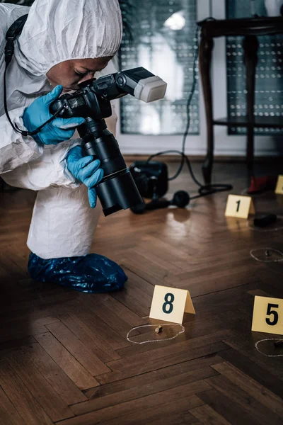 Police Forensic Detective Photographie Scène Crime Collecte Preuves — Photo