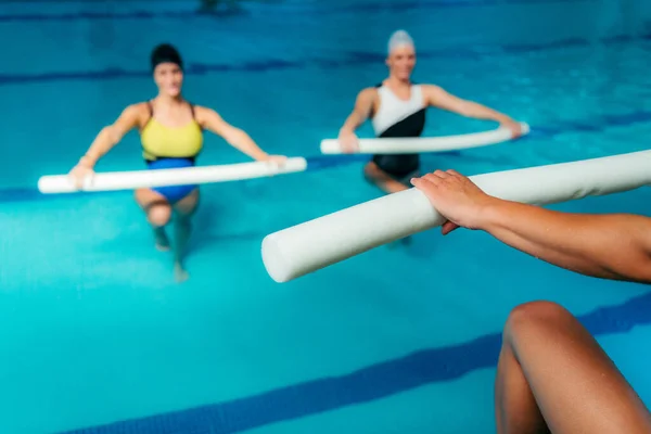 Group Women Female Instructor Water Aerobics Class — Stock Photo, Image