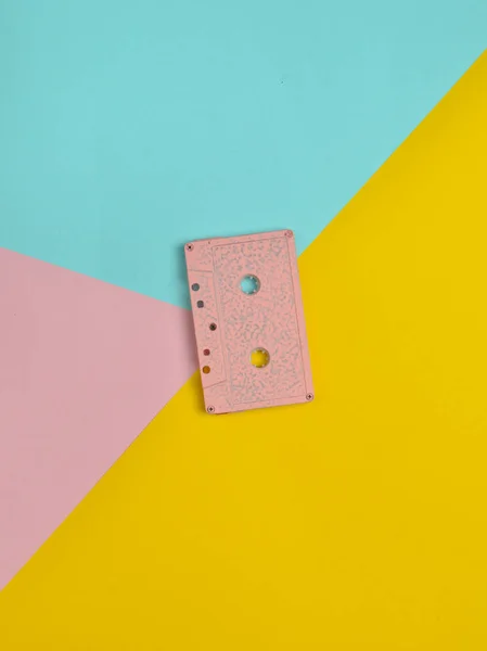 Tendencia Del Minimalismo Casete Audio Retro Color Rosa Pastel Sobre — Foto de Stock
