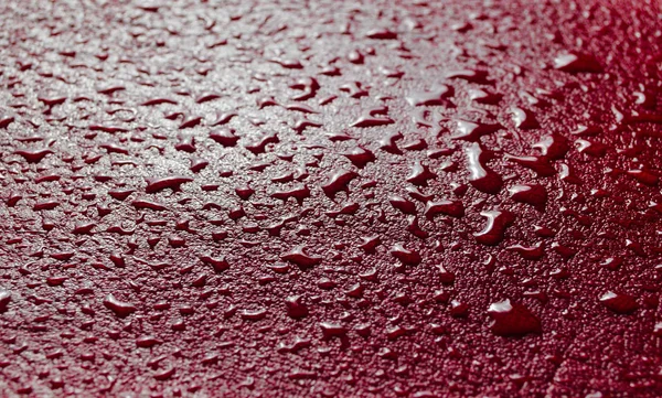 Superfície Couro Vermelho Gotículas Água — Fotografia de Stock