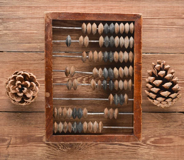 Vintage Scores Kegels Houten Tafel Bovenaanzicht Oude Methoden Van Het — Stockfoto