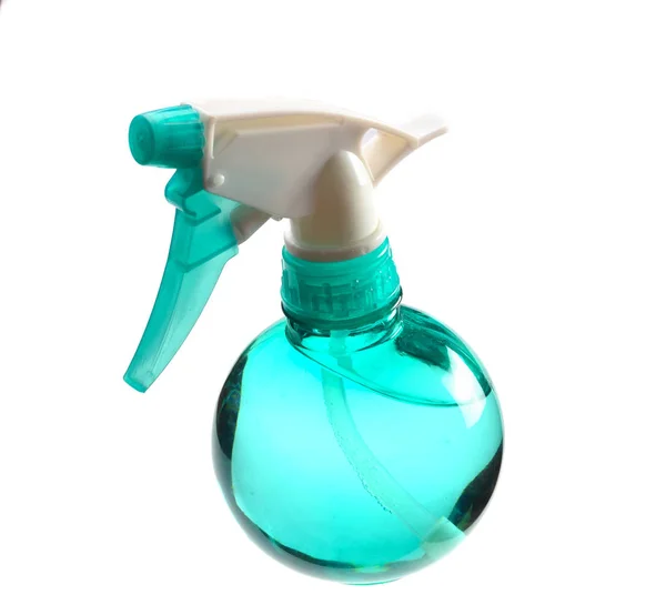 Plastic Blue Bottle Sprayer Isolated White Background — Stock Photo, Image