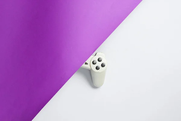 Half Gamepad Purple Gray Background Retro Style 80S Top View — 스톡 사진