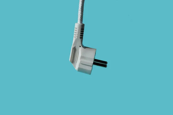 Electric Plug Closeup Blue Background — Stock Photo, Image