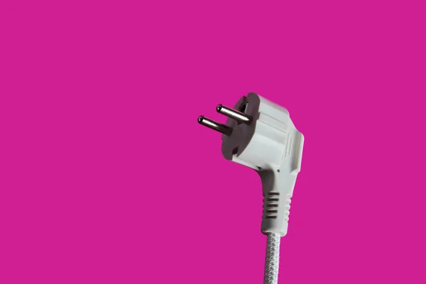 Elektrisk Plug Närbild Rosa Bakgrund — Stockfoto
