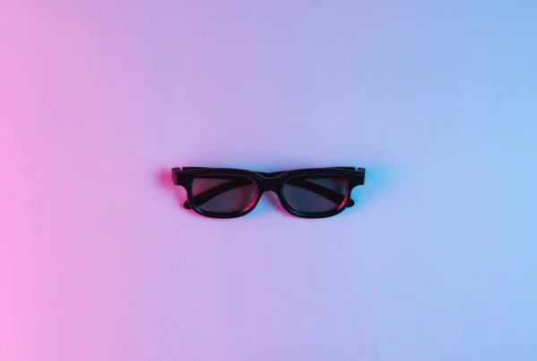 Szemüveg Neonfény Felülnézet Minimalizmus — Stock Fotó