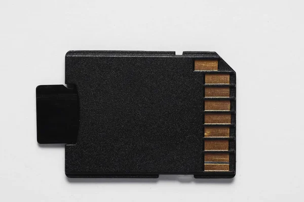 Karta Pamięci Micro Adapterem Białym Tle Zbliżenie — Zdjęcie stockowe