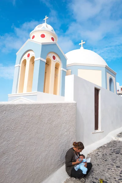 Förlägger av ön Santorini — Stockfoto